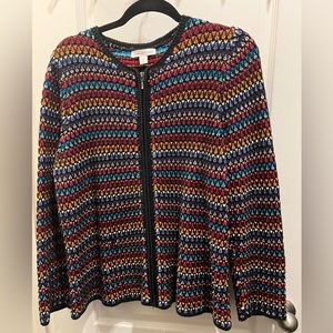 Coldwater Creek Rainbow Zip Cardigan